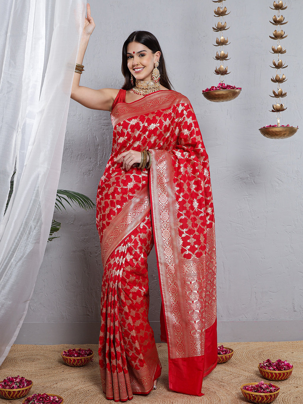 Banarasi Handloom Katan Silk Saree - Red