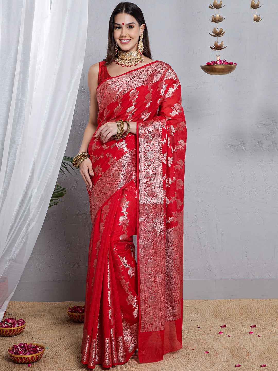 Banarasi Silk Heavy Zari Work - Red