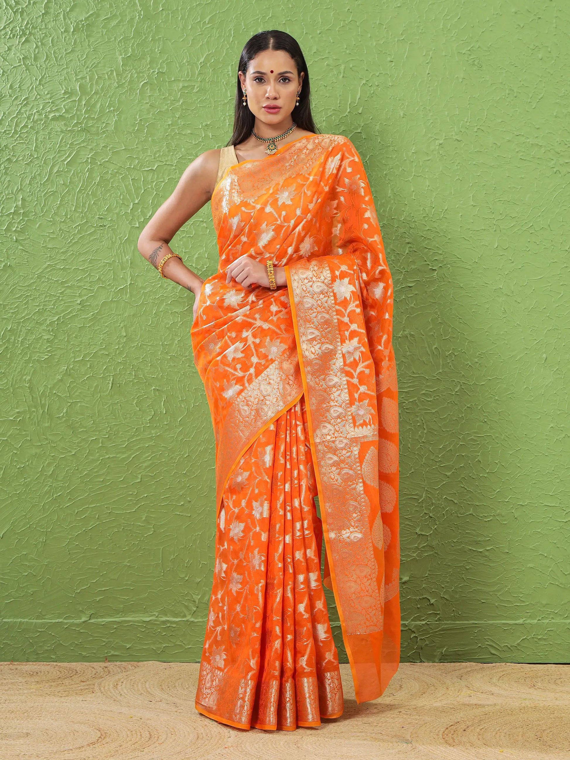 Phool Jaal - Fiery Orange