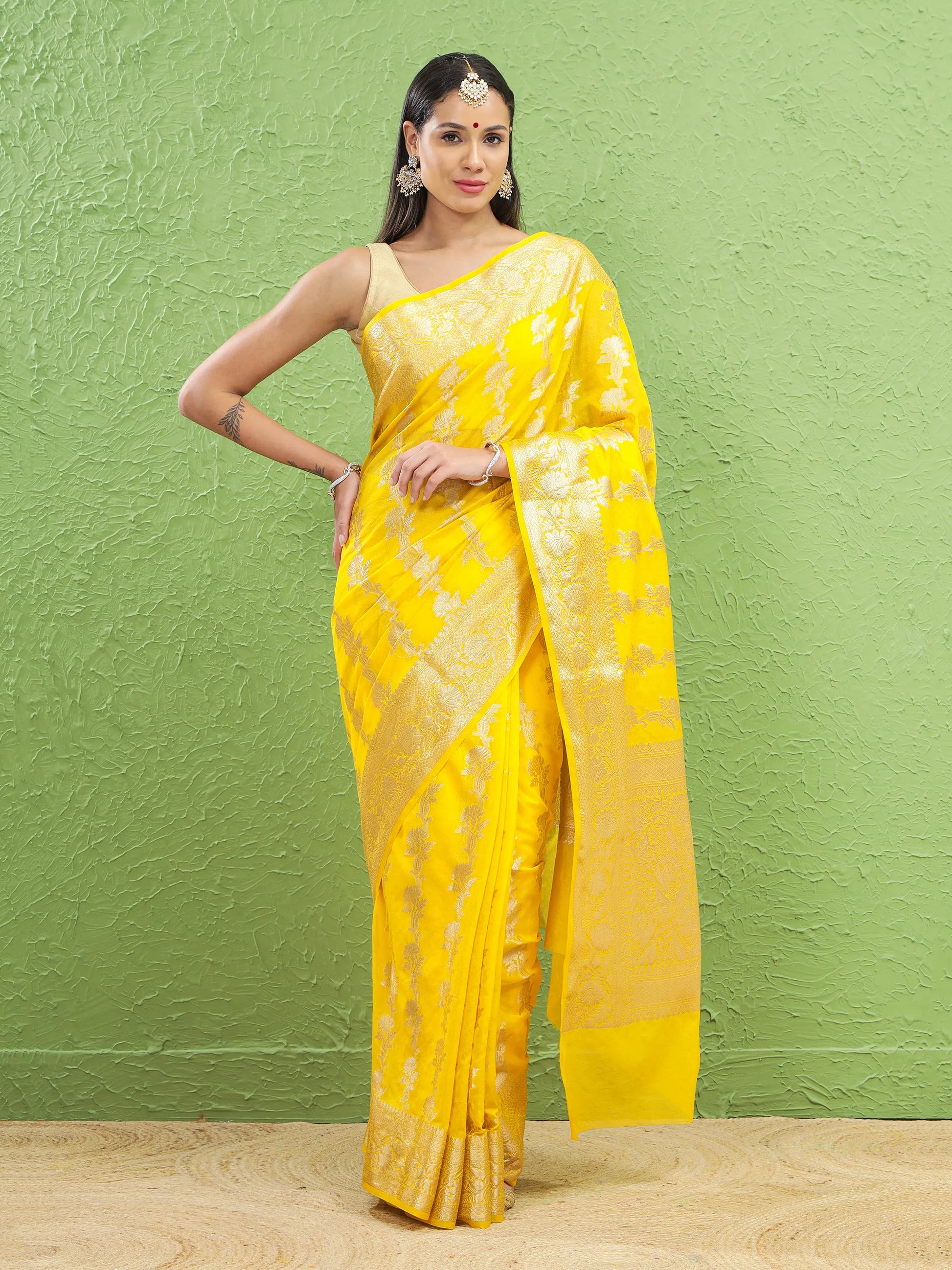 Banarasi Silk Heavy Zari Work - Haldi Yellow
