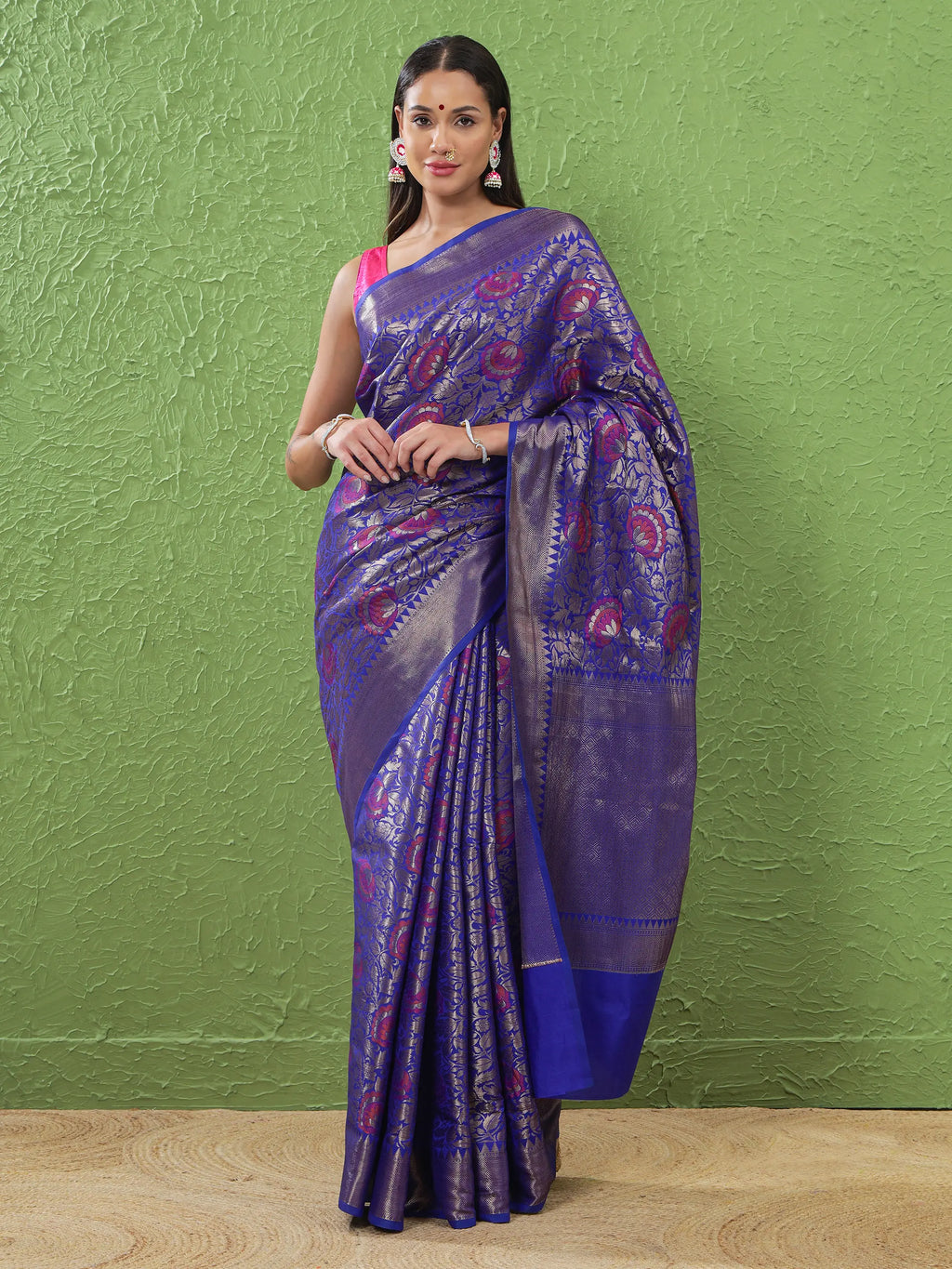 Banarasi Meenakari Silk Saree - Purple