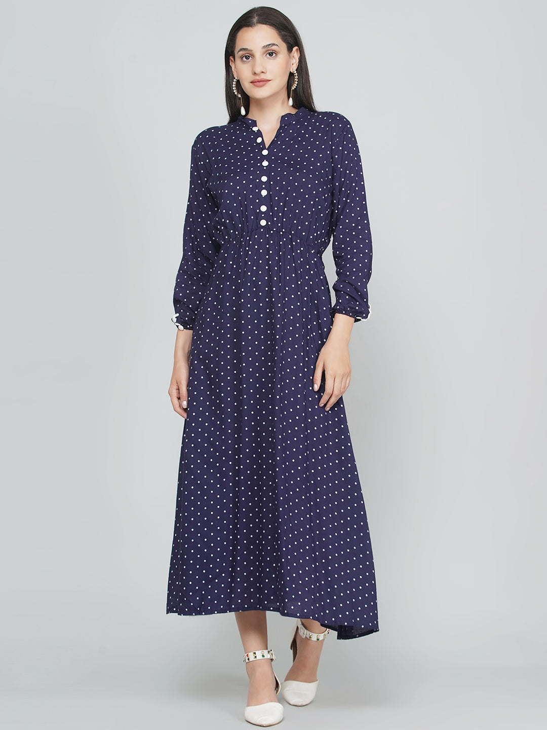 Polka Dress - Prussian Blue