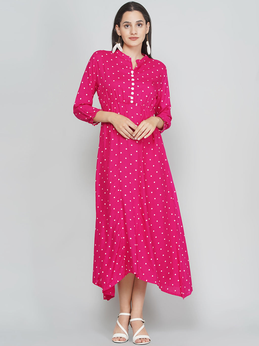 Polka Dress - Magenta Pink