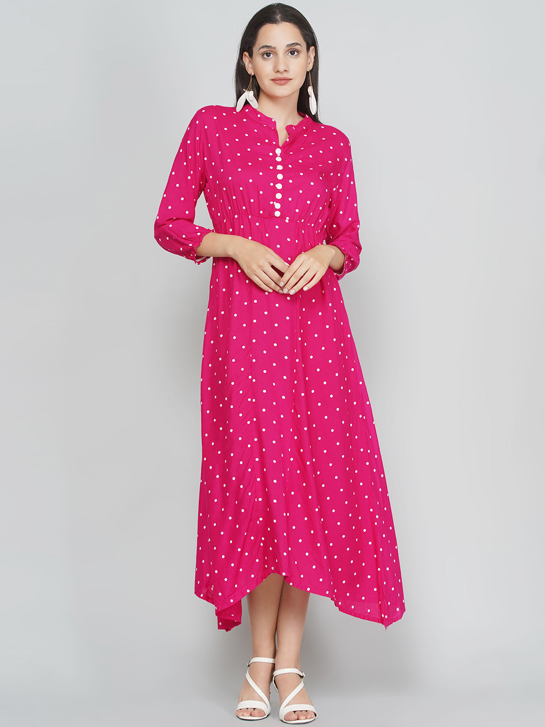 Polka Dress - Magenta Pink