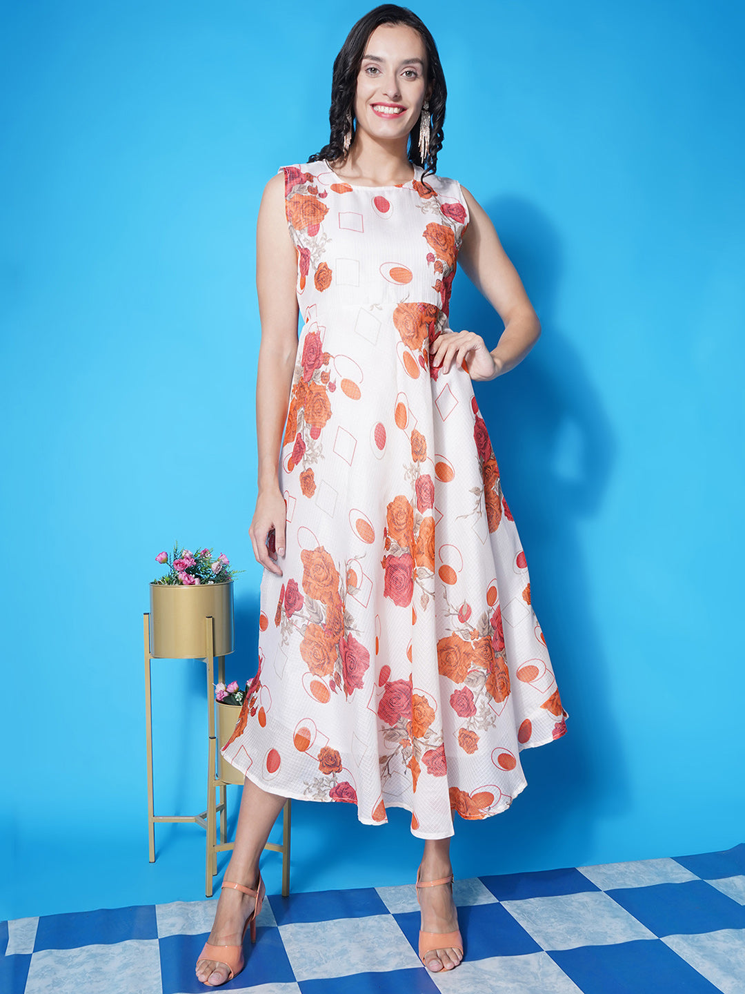 Floral Kota Doria Dress
