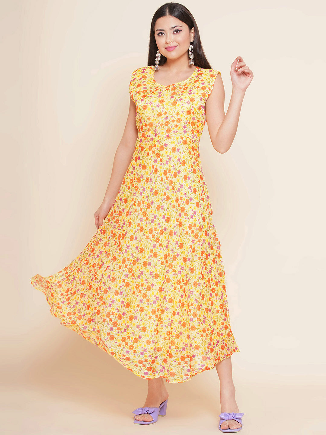 Floral Kota Doria Dress