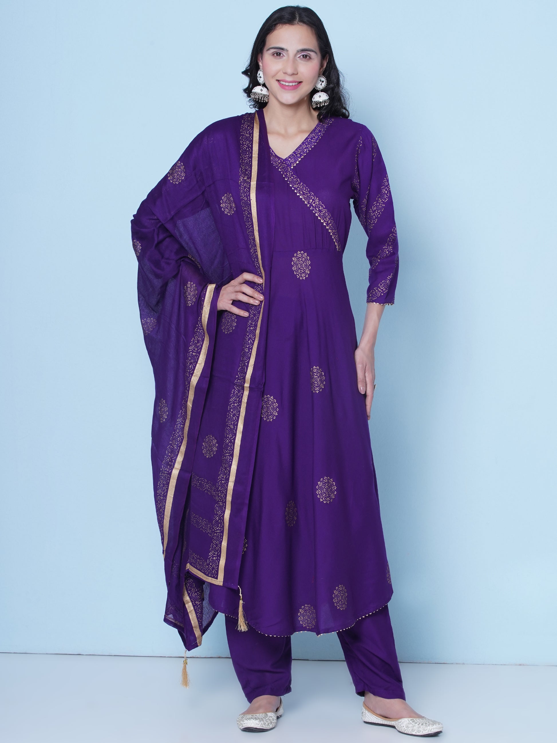 Angrakha Suit - Violet