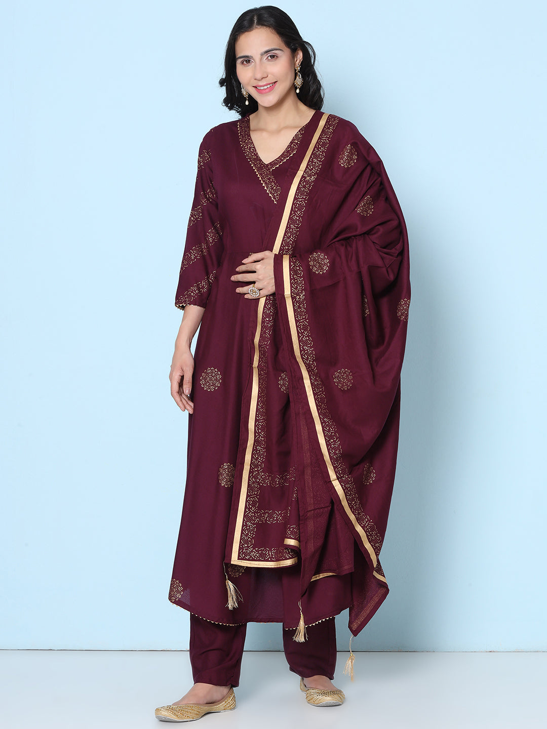 Angrakha Suit - Maroon
