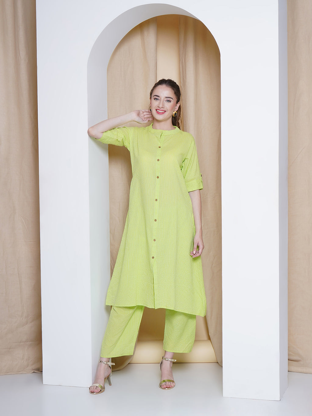 Rayon Co-Ord Set - Light Green