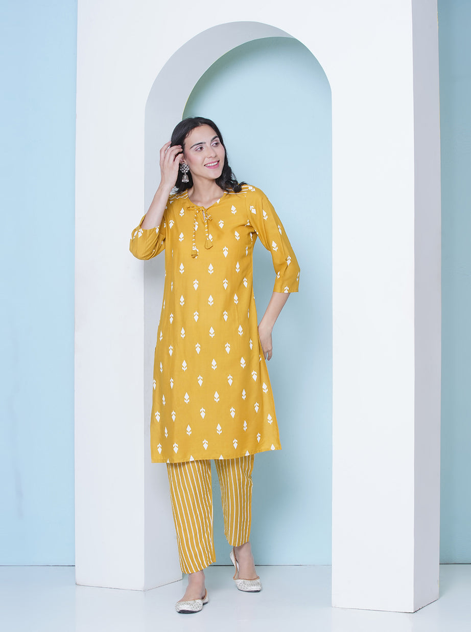 Kurti & Pant Set - Yellow