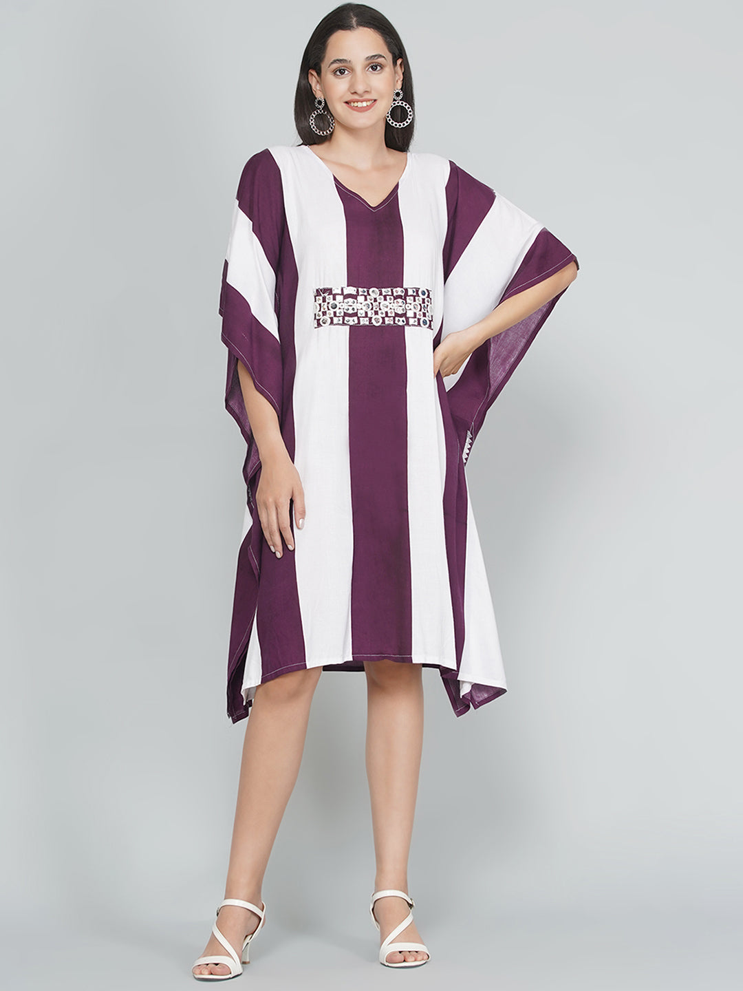 Cotton Kaftan with Mirrorwork