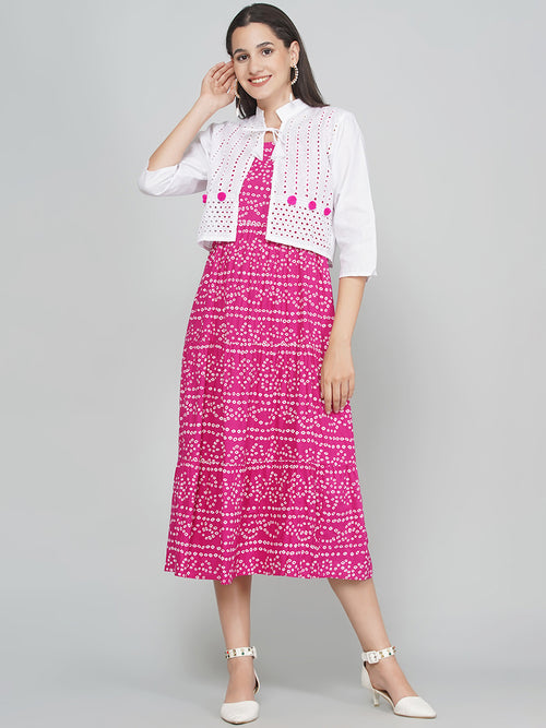 A-Line Dress with Jacket - Pink