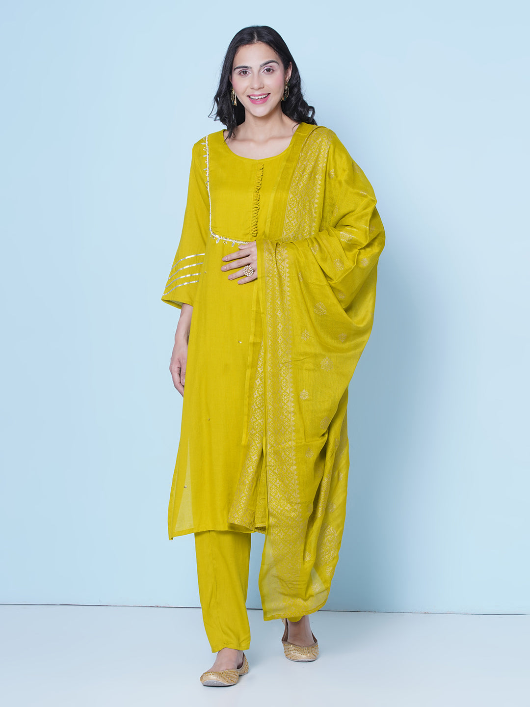 Gota Patti Suit Set - Yellow