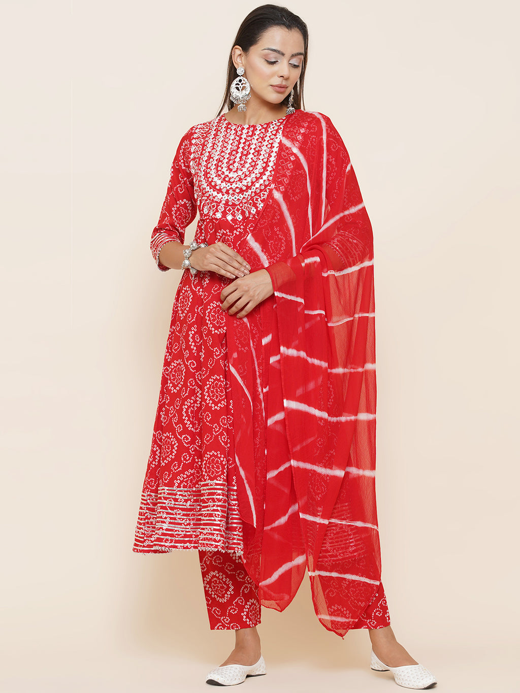 Gota Patti Mirrorwork Suit Set - Red