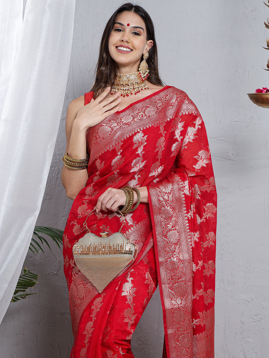 Banarasi Silk Heavy Zari Work - Red