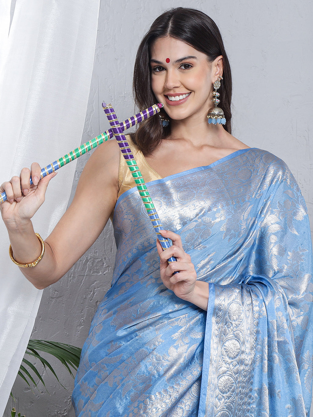 Banarasi Silk Double Zari Weave - Pastel Blue