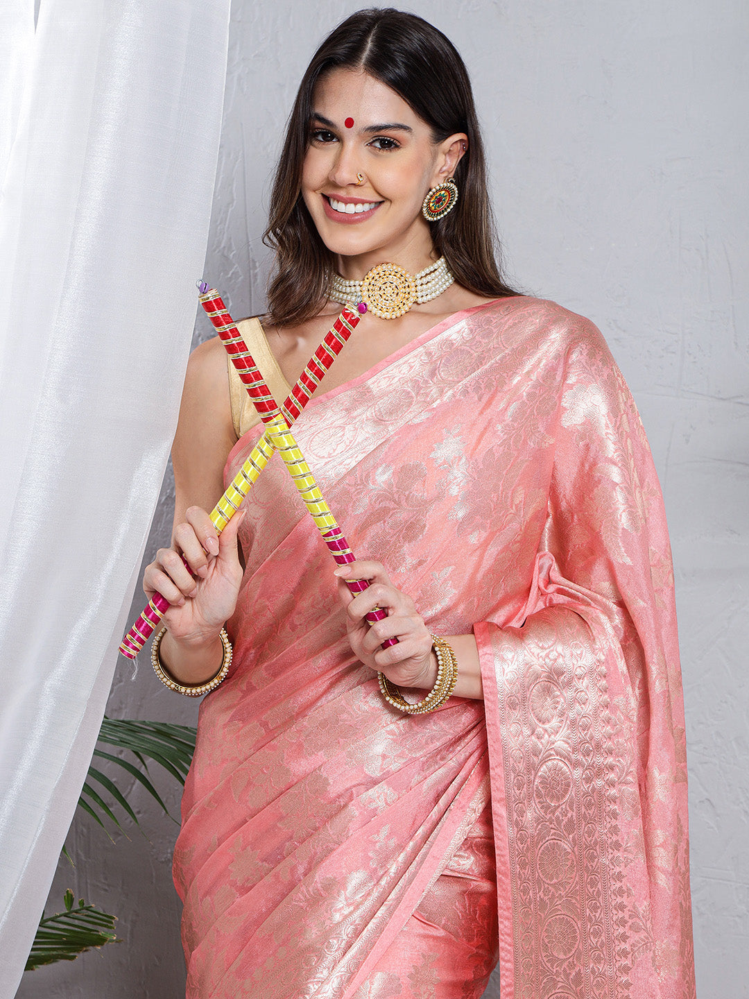 Banarasi Silk Double Zari Weave - Blush