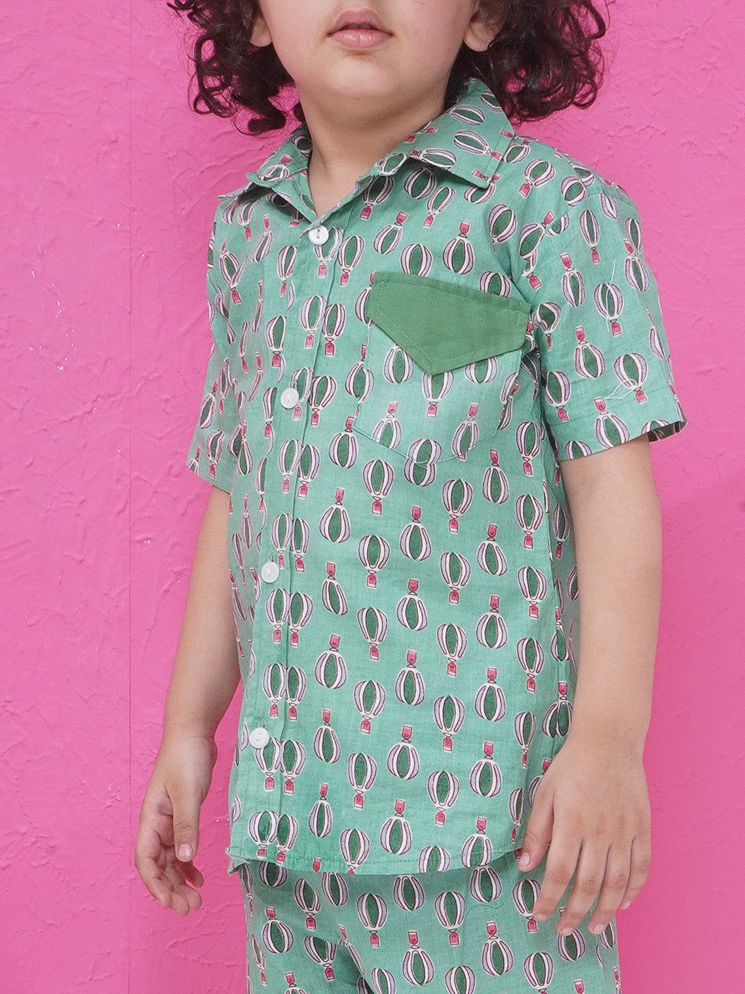 Boys Printed Short Set - Green