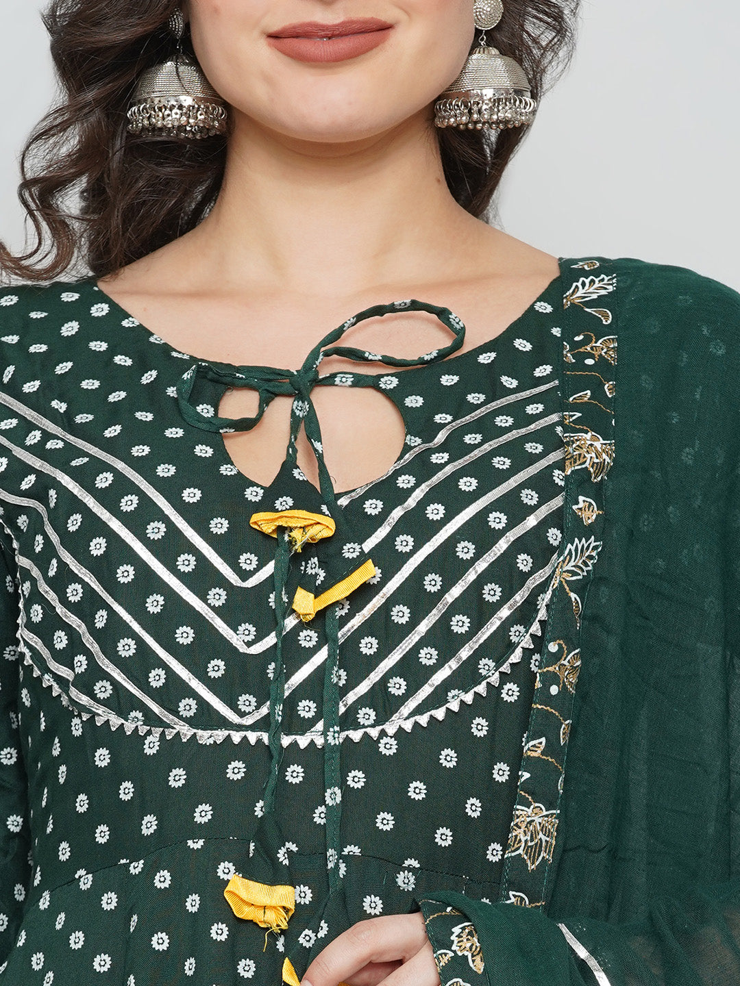 Gota Patti Sharara Suit Set - Dark Green
