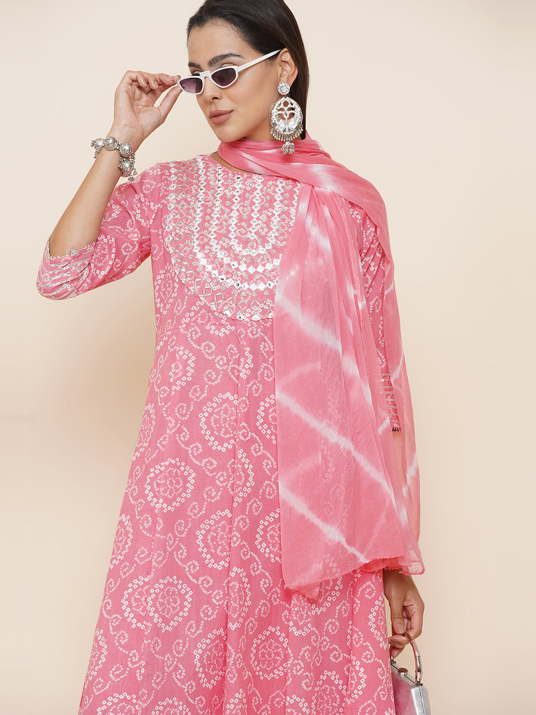 Gota Patti Mirrorwork Suit Set - Baby Pink