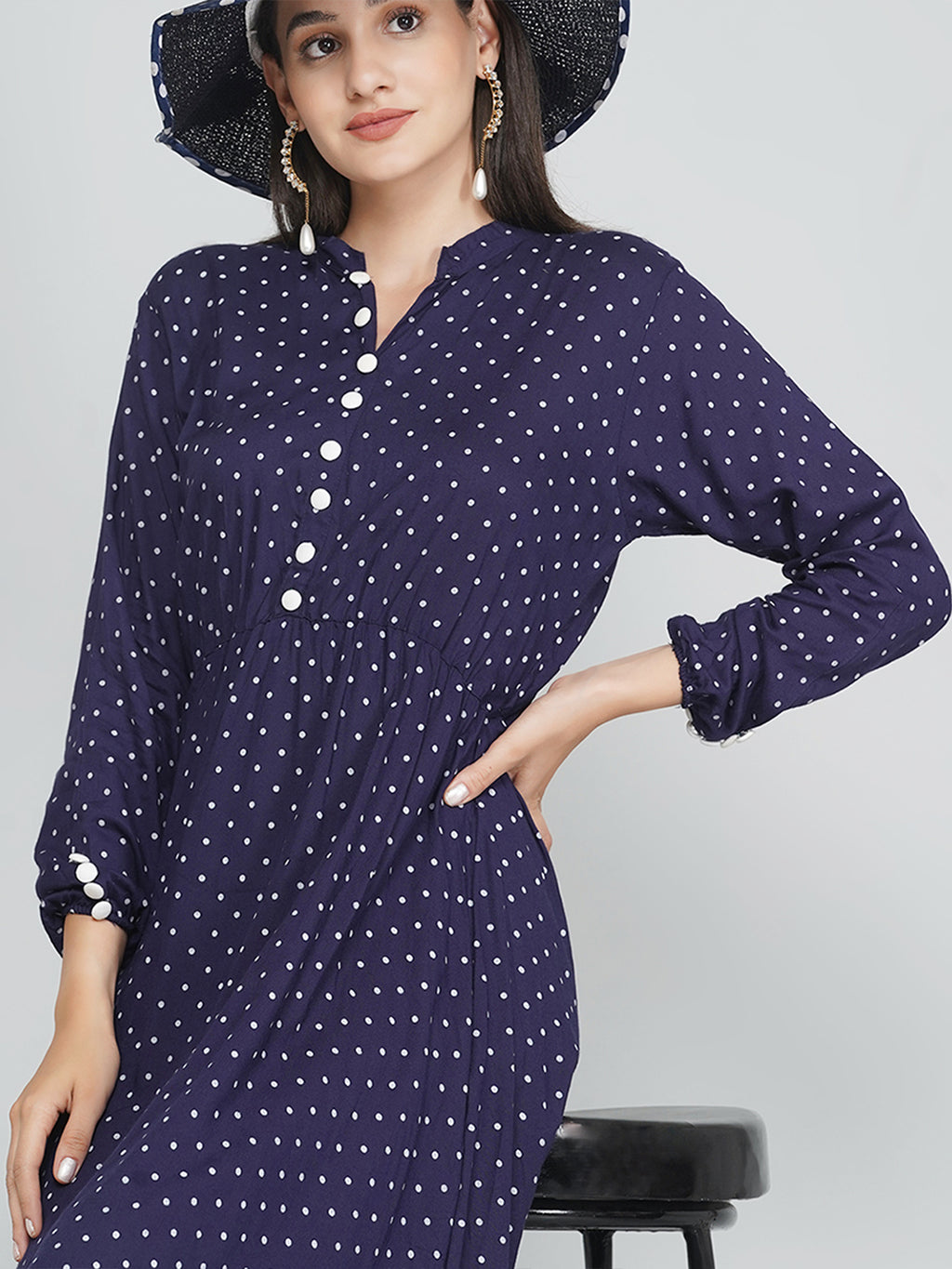 Polka Dress - Prussian Blue