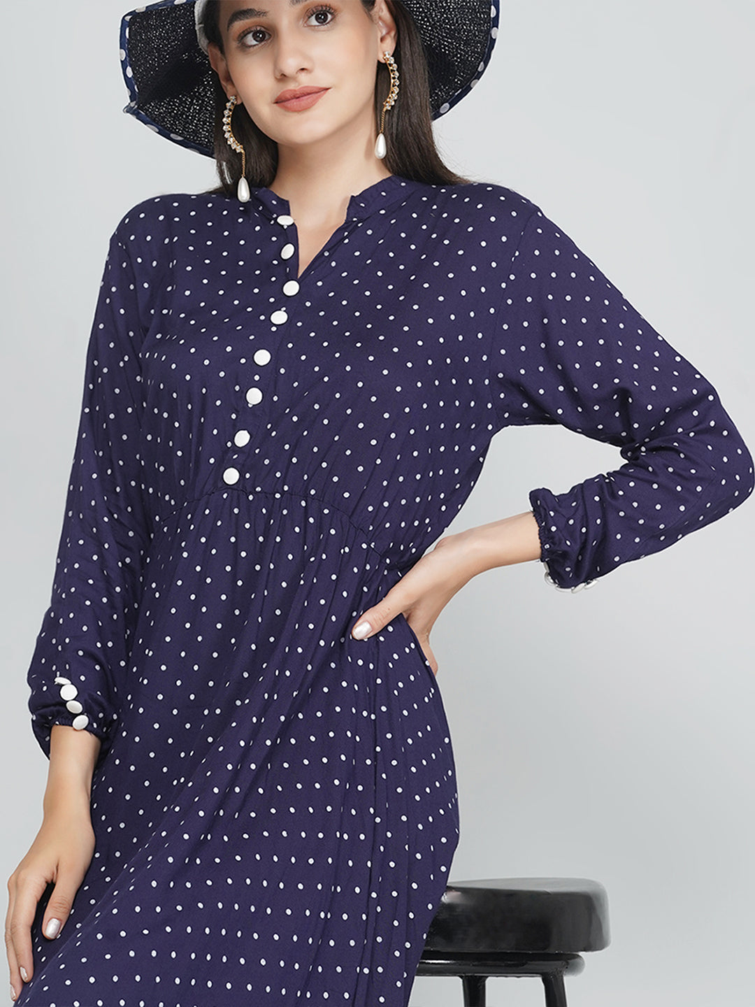 Polka Dress - Prussian Blue