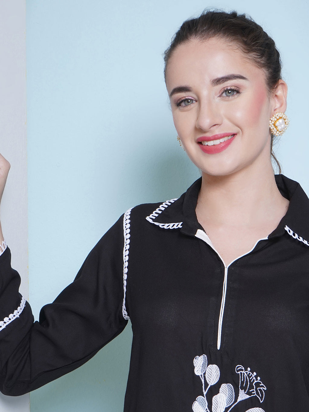 Embroidery Co-Ord Set - Black