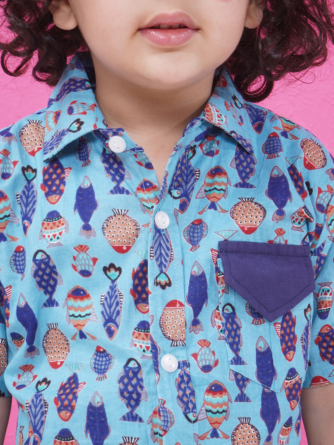 Boys Printed Short Set - Light Blue
