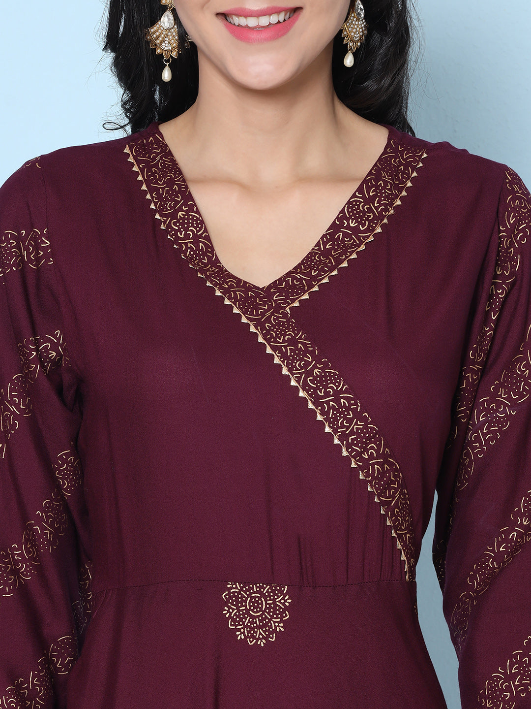Angrakha Suit - Maroon