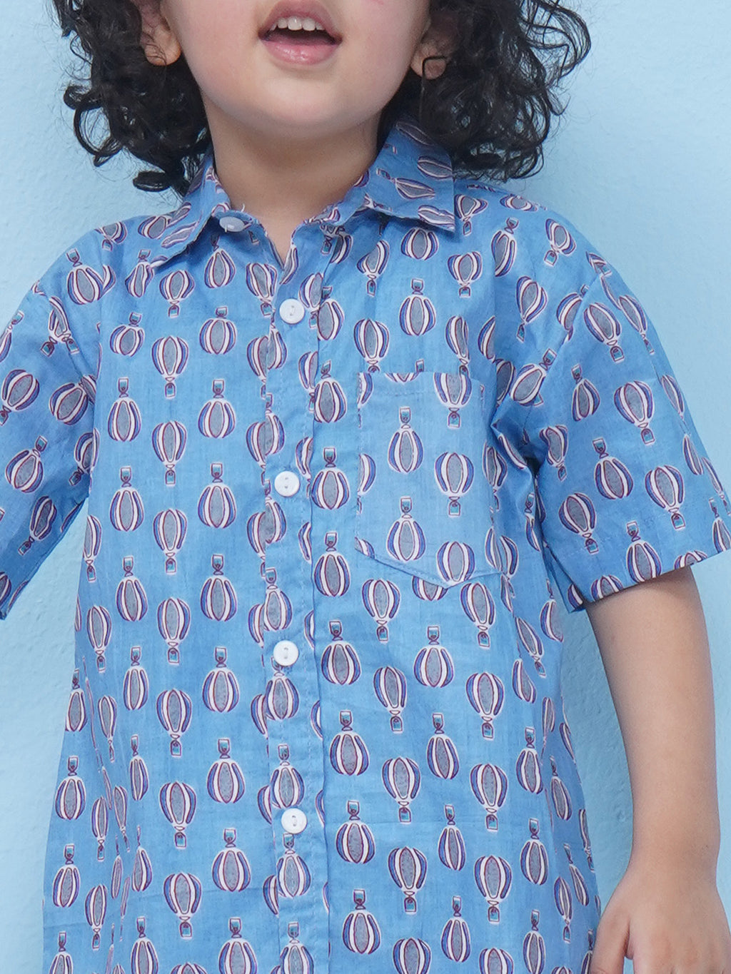 Boys Motifs Printed Short Set - Blue