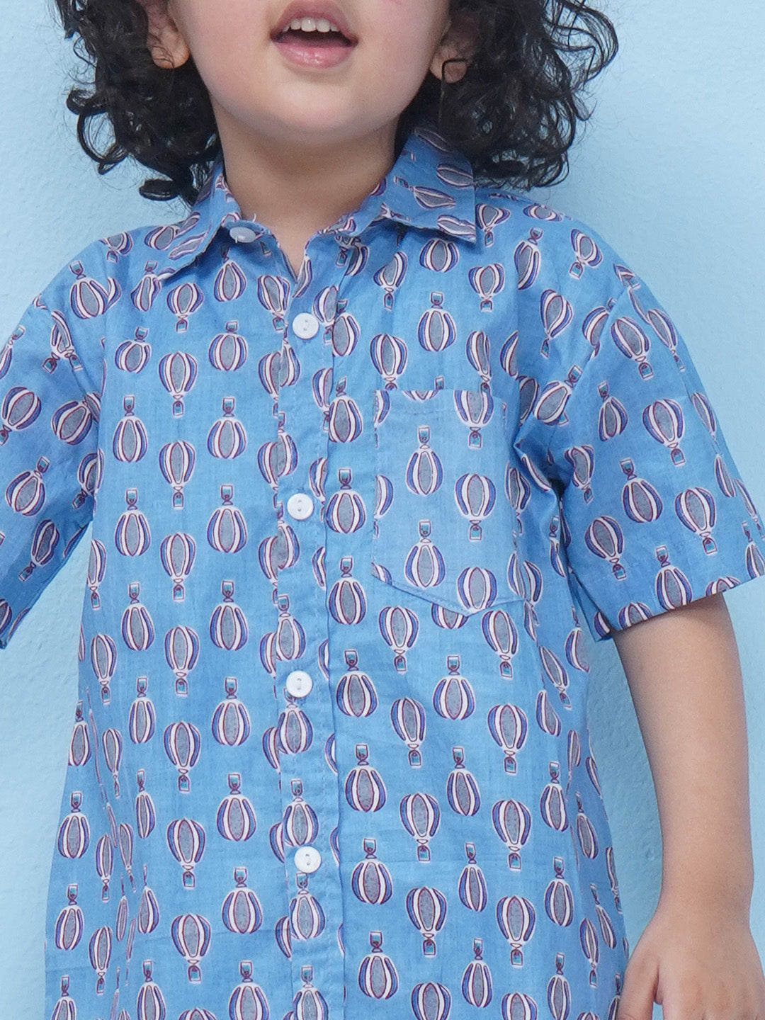 Boys Motifs Printed Short Set - Blue