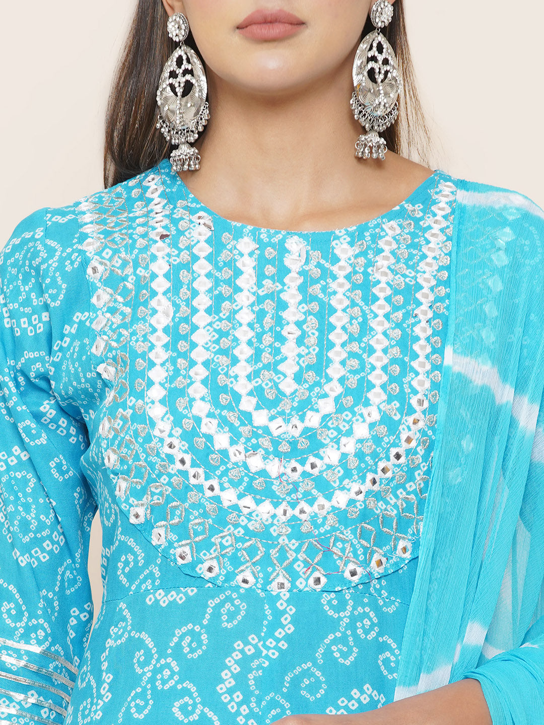 Gota Patti Mirrorwork Suit Set - Light Blue