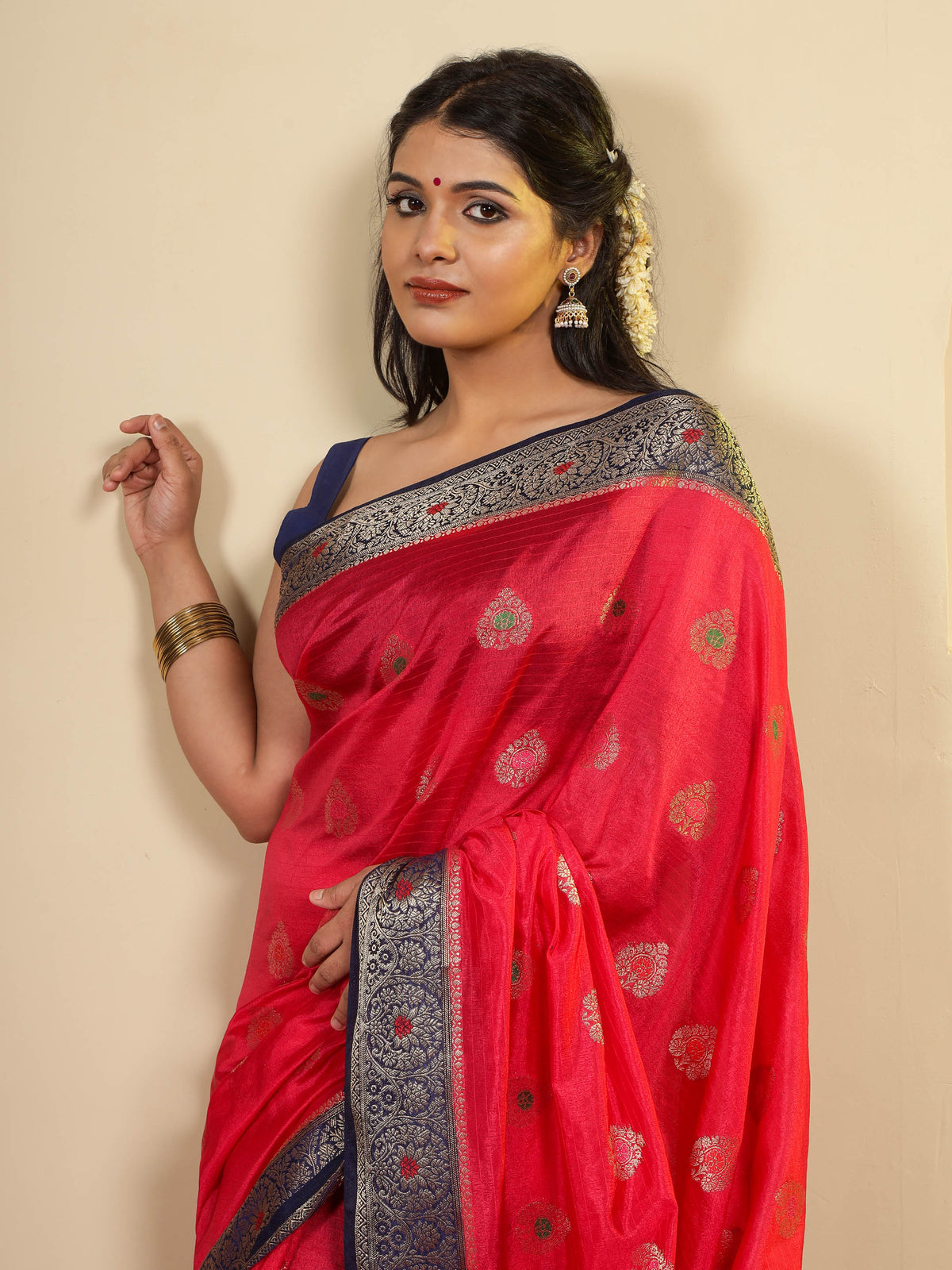 Mallika - Crimson & Navy Blue