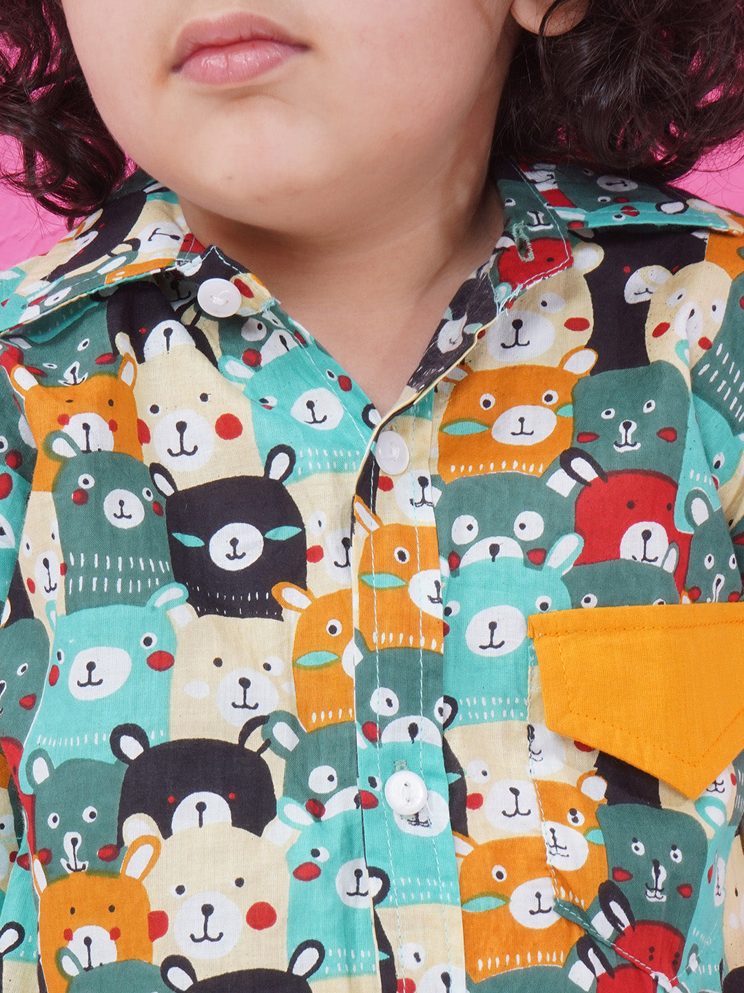 Boys Printed Short Set - Cyan & Orange