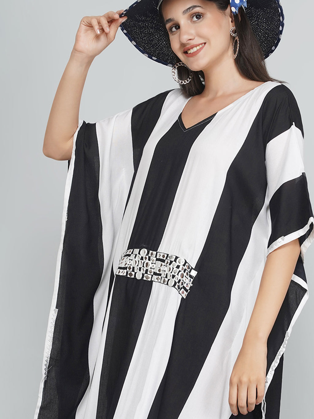 Cotton Kaftan with Mirrorwork