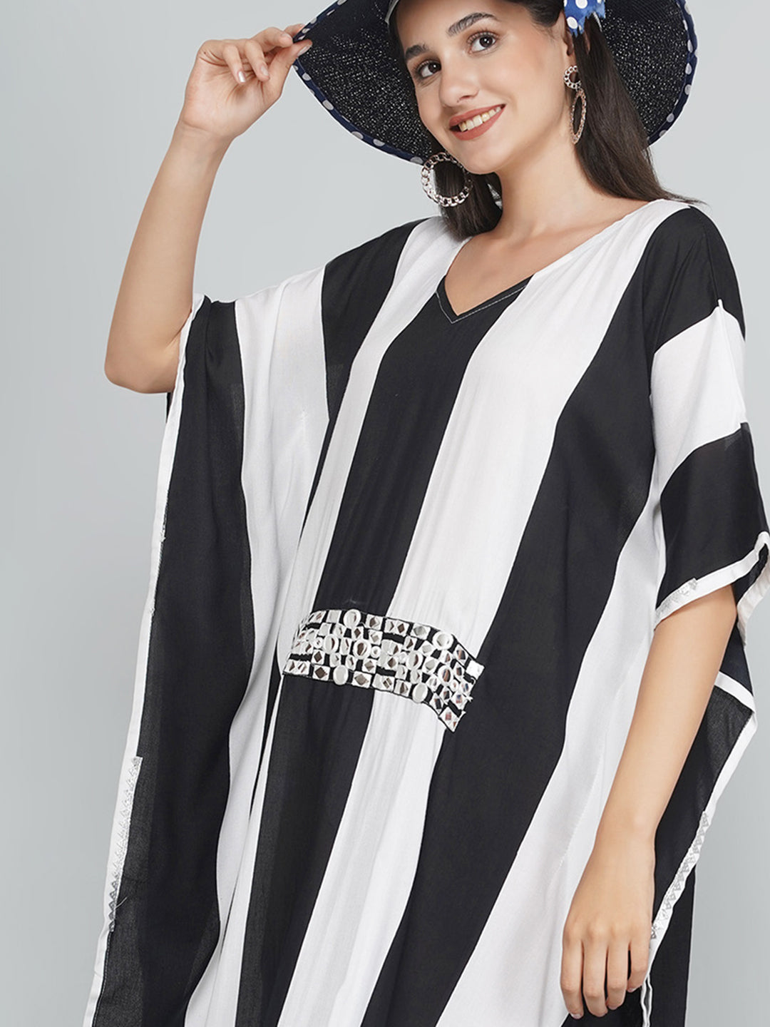 Cotton Kaftan with Mirrorwork