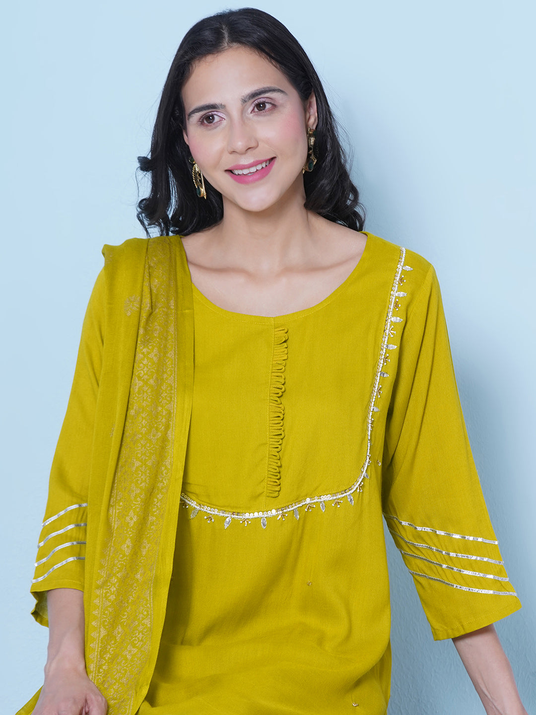 Gota Patti Suit Set - Yellow