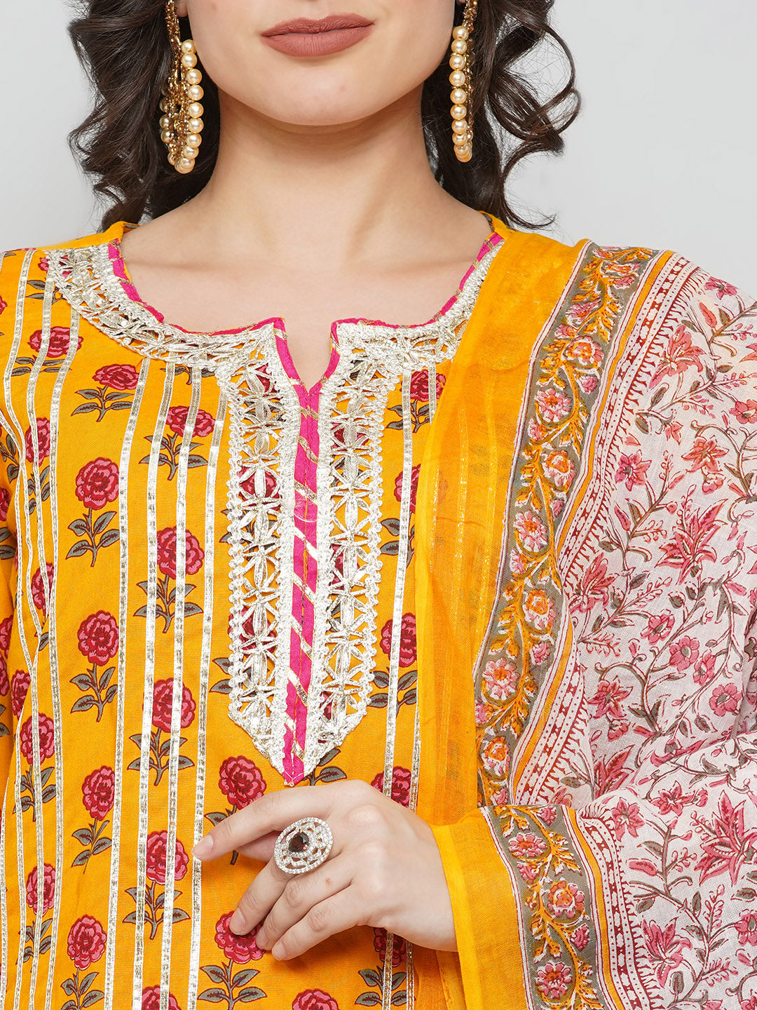 Yoke Design Gotta Patti Sharara Suit Set - Orange