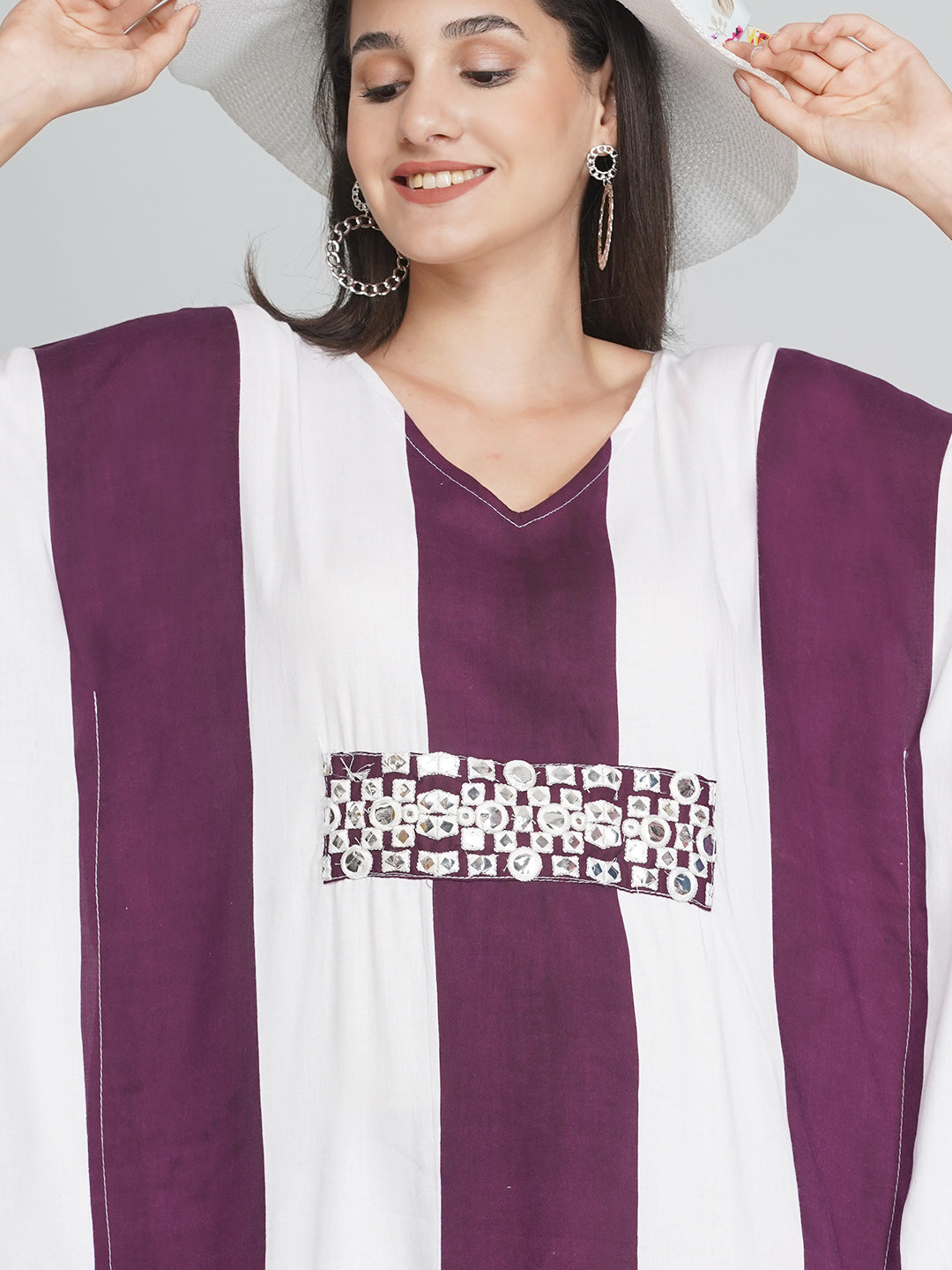Cotton Kaftan with Mirrorwork