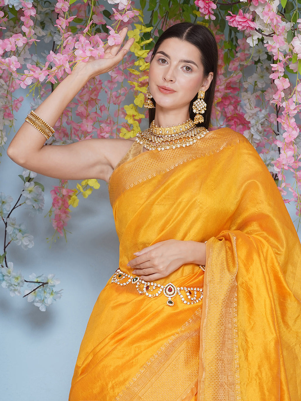 Tussar Silk Saree with Golden Zari Work - Yellow