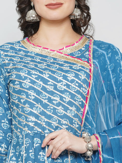 Angrakha Design Gota Patti Sharara Suit - Blue