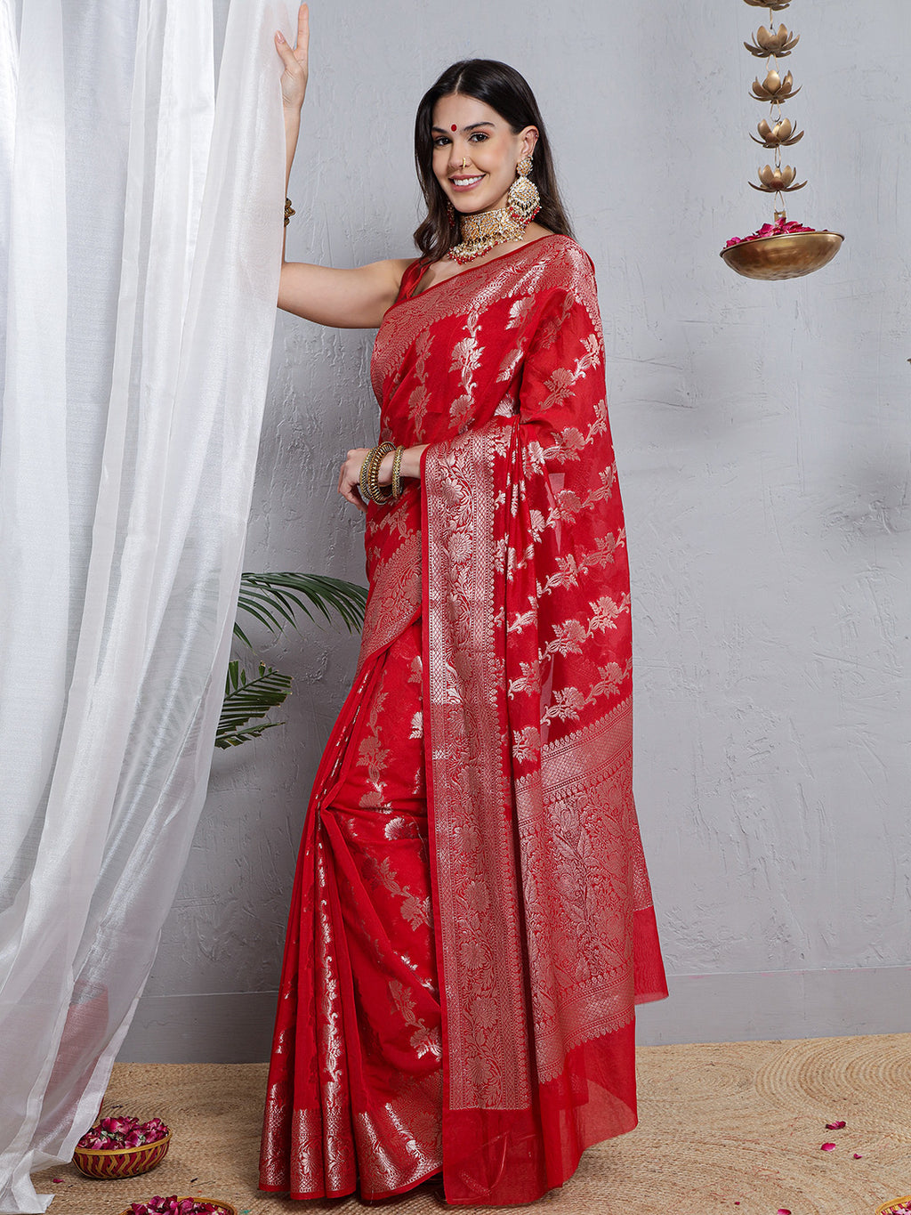 Banarasi Silk Heavy Zari Work - Red