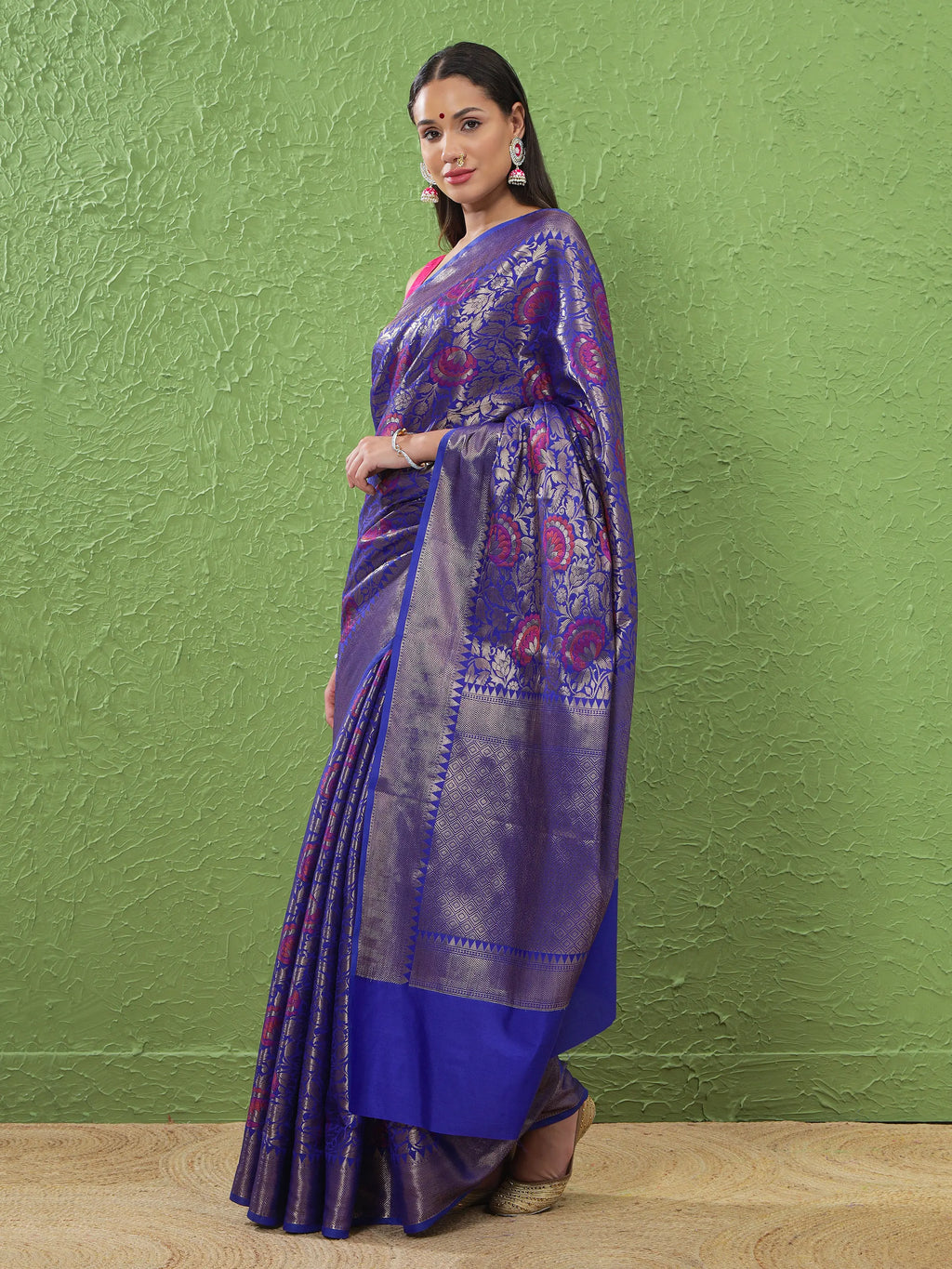 Banarasi Meenakari Silk Saree - Purple