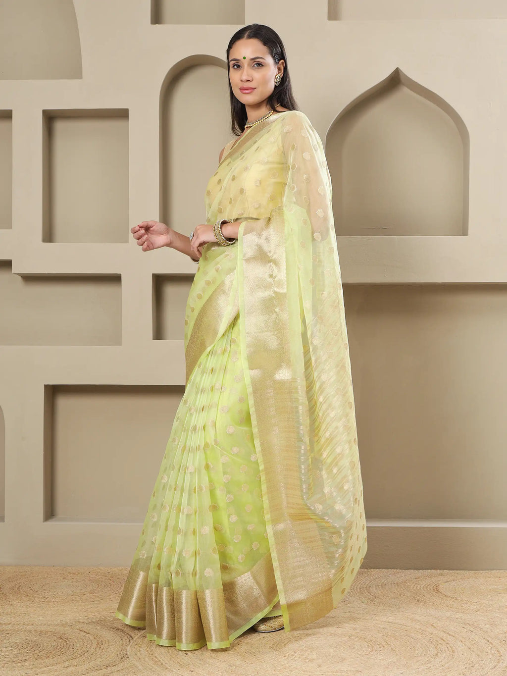 Banarasi Woven Organza Saree - Neon