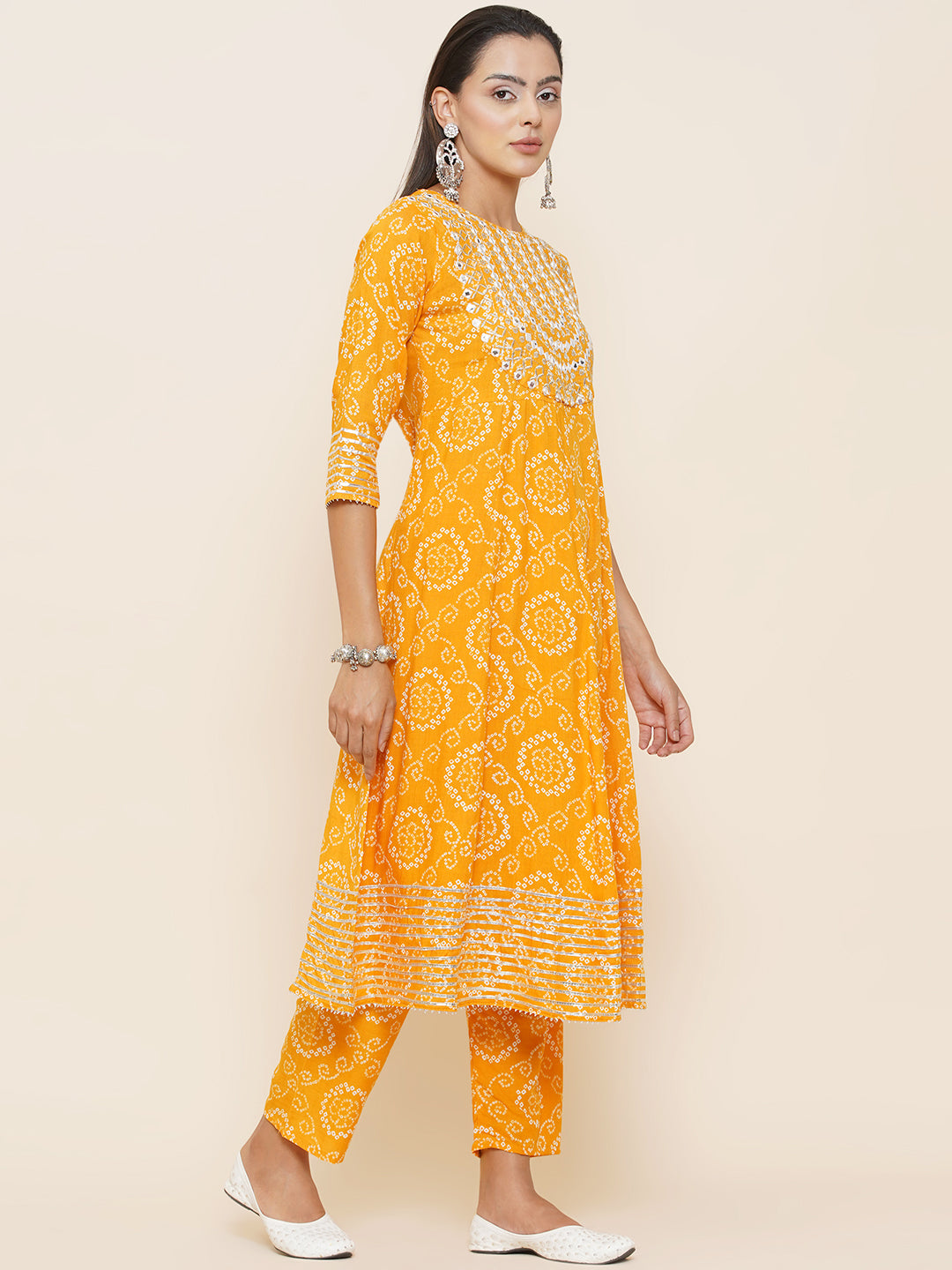 Gota Patti Mirrorwork Suit Set - Yellow