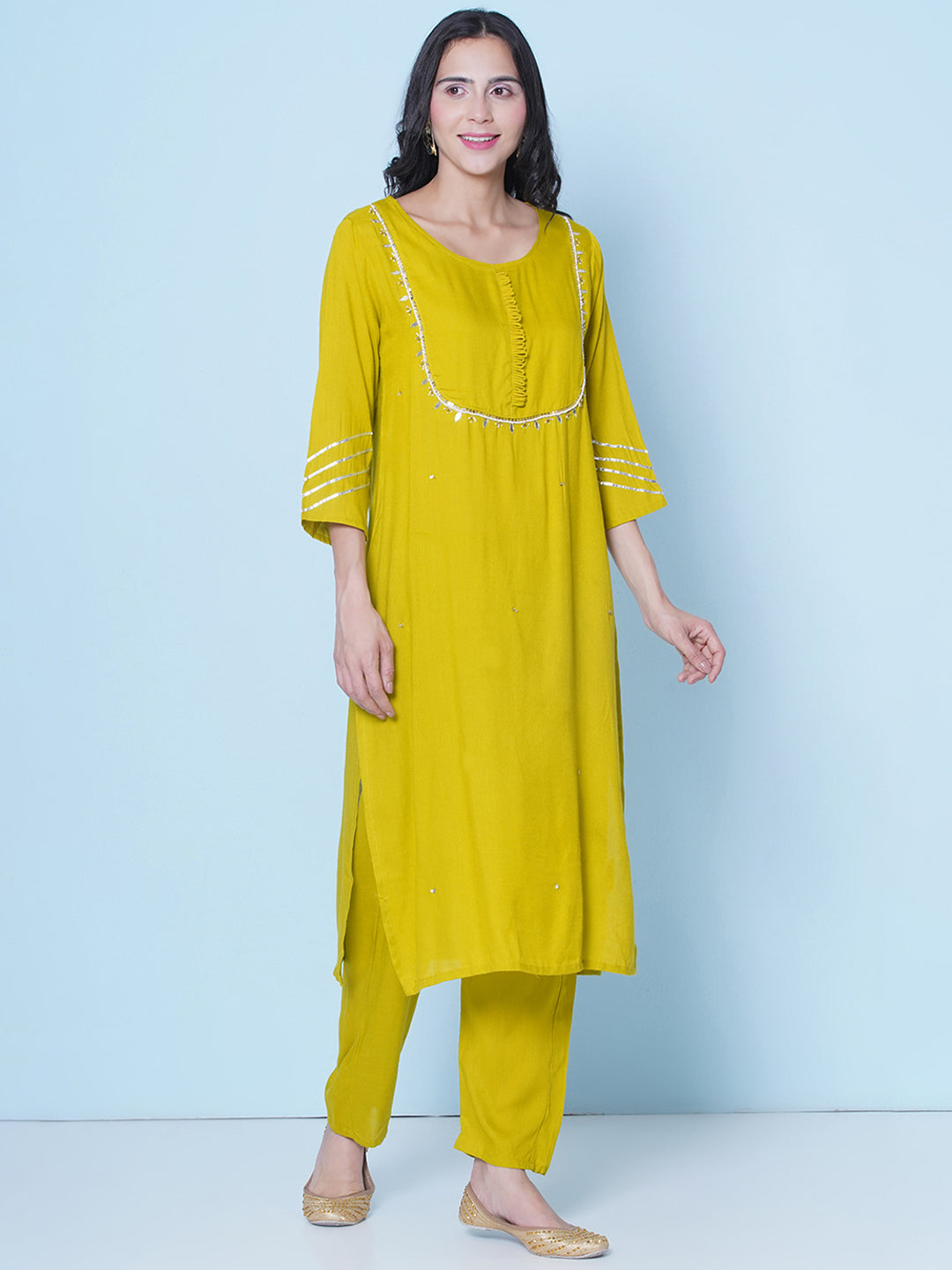 Gota Patti Suit Set - Yellow