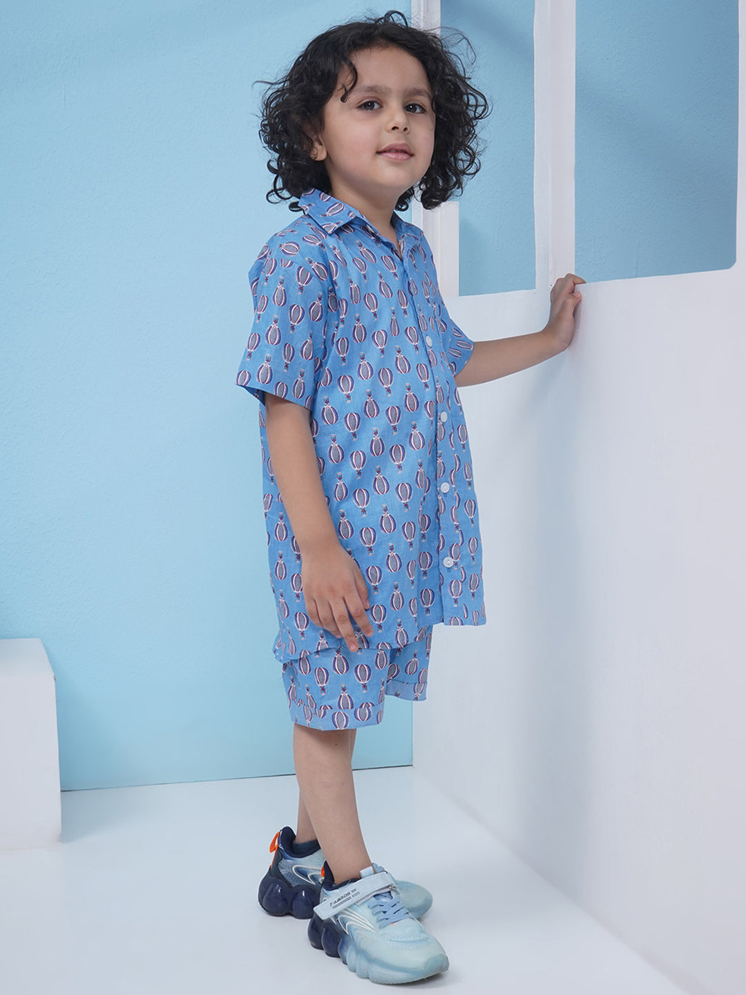 Boys Motifs Printed Short Set - Blue