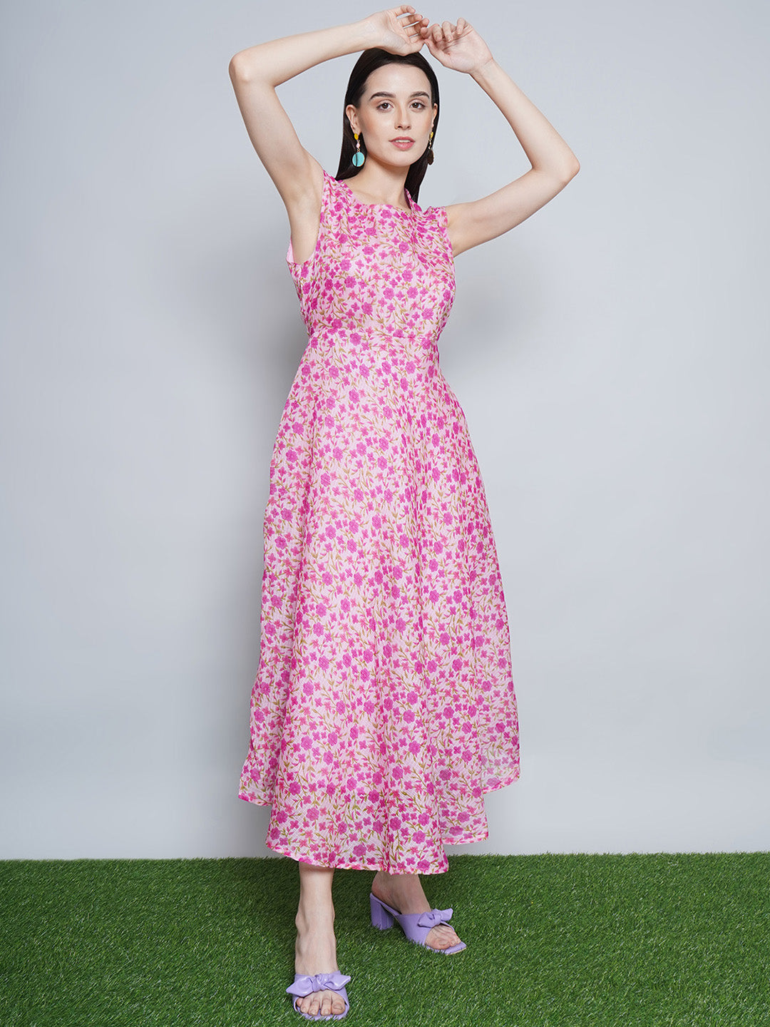Floral Kota Doria Dress
