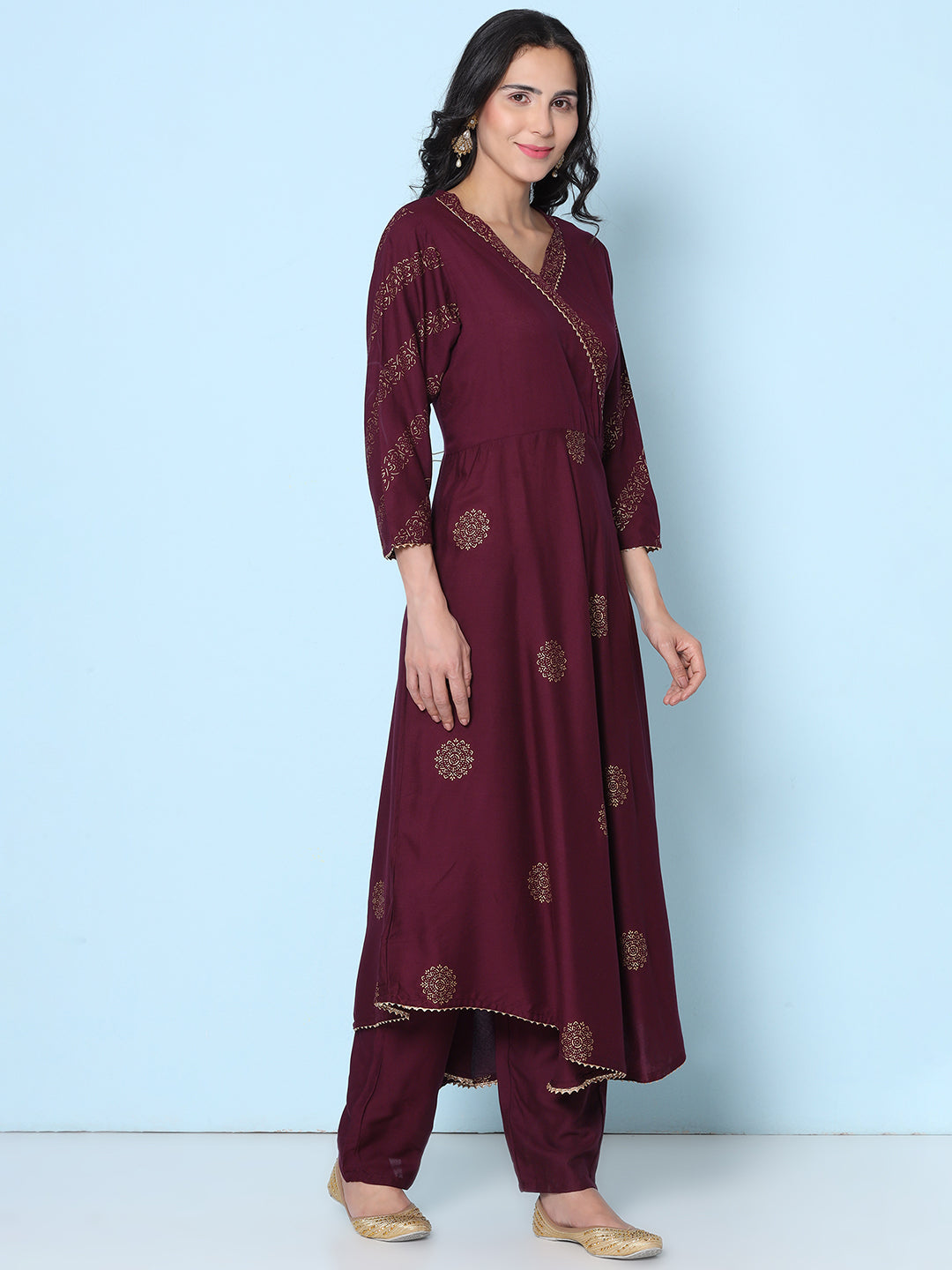 Angrakha Suit - Maroon