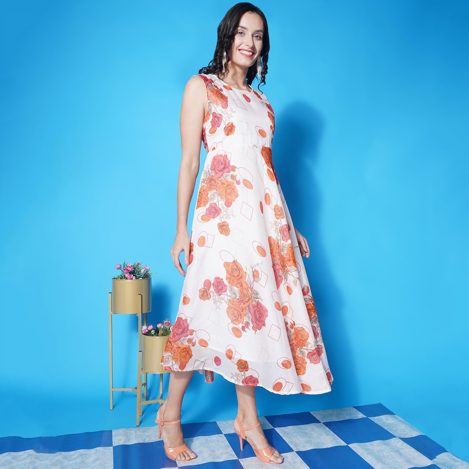 Floral Kota Doria Dress